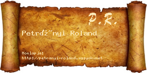 Petrányi Roland névjegykártya